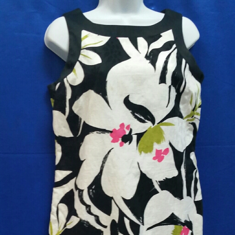 SOLD.  Black& White with pinks and lime greens